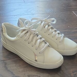 Keds Women's Cream Sneakers with Gold Accents